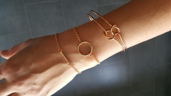Bracelet Minimalist vintage gold color top Newest Fashion accessories tie bracelet for women girl