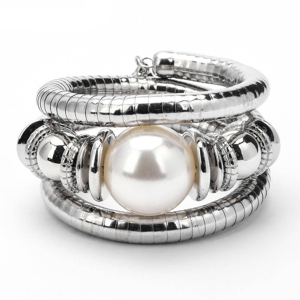 Natural Stone Beads Charms Snake Bracelet  Pearl Adjustable Bangle - www.Nuroco.com