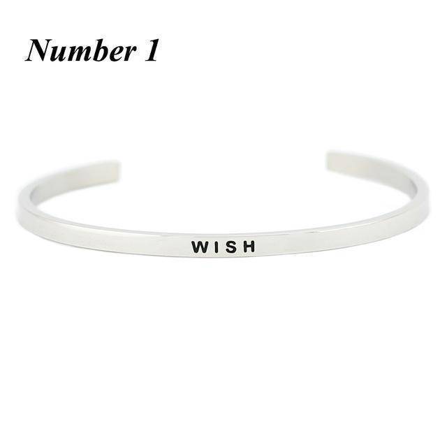 bracelet Number 1 Positive Inspirational Quote Cuff Bracelet Bangle - 316L Stainless Steel