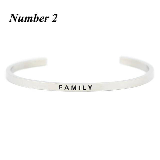 bracelet Number 2 Positive Inspirational Quote Cuff Bracelet Bangle - 316L Stainless Steel