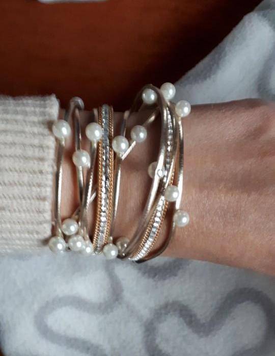 bracelet Pearl leather bangle wrap