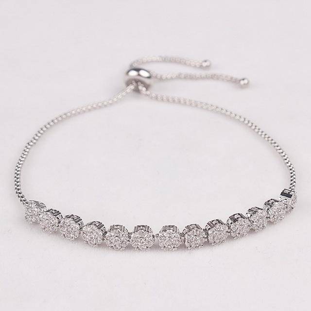 bracelet Platinum Plated SALE! Flower Shape Cubic Zirconia Crystal Adjustable CZ Zircon Bracelets