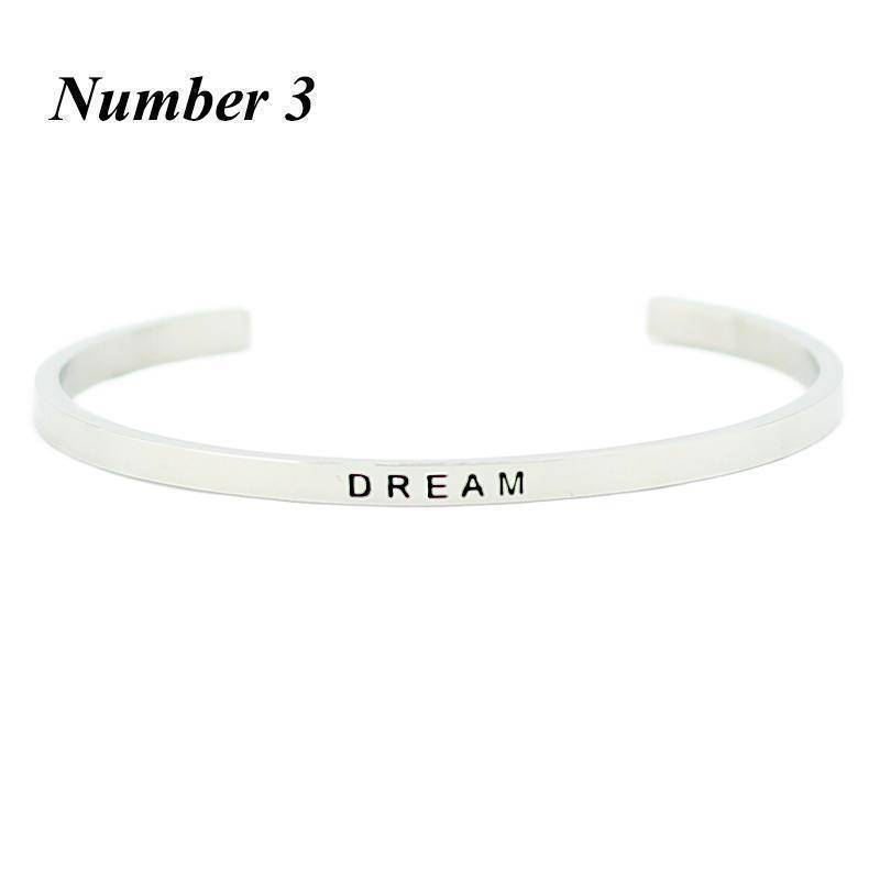 bracelet Positive Inspirational Quote Cuff Bracelet Bangle - 316L Stainless Steel