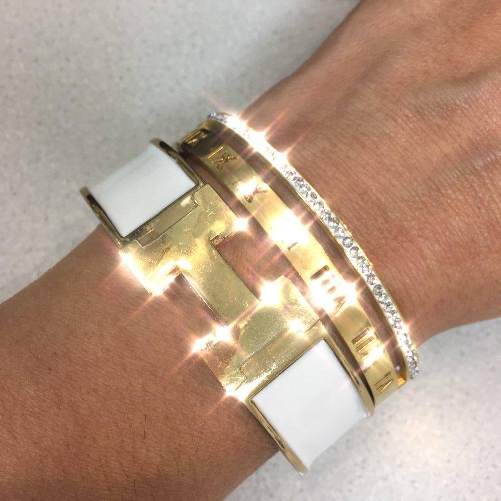 bracelet Roman numerals, Crystal Bracelets & Bangles cuff - Stainless steel