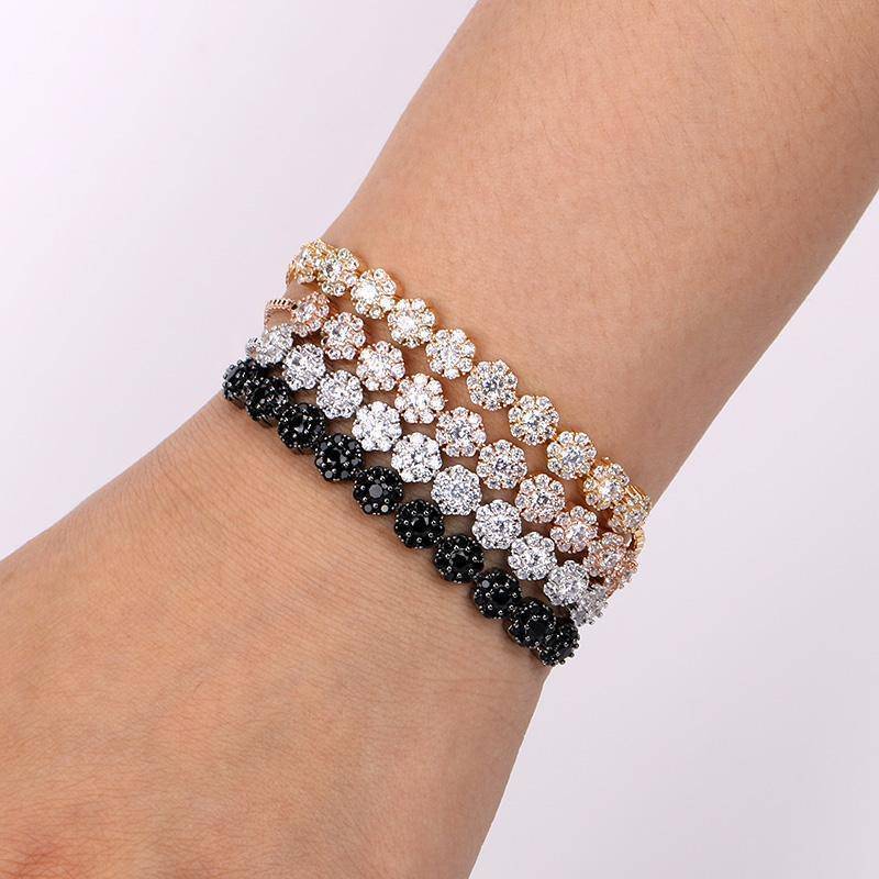 Women's Fashion Jewelry Adjustable Tennis Bracelet With Cubic Zirconia - Sliding Closure Iced Out Rhinestone Bracelet For Women Sliding Closure Bracelet
