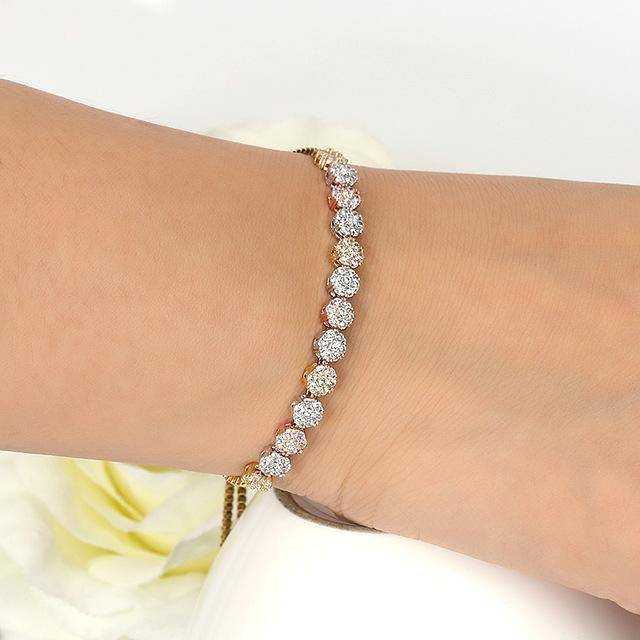 bracelet small 3 colors SALE! Flower Shape Cubic Zirconia Crystal Adjustable CZ Zircon Bracelets