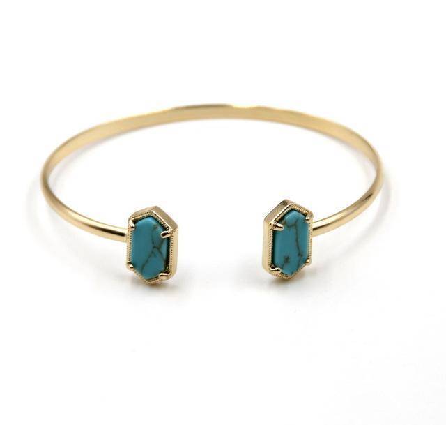 Bracelet Turquoise New Cute Oval Quartz Copper Bangles White and Blue green Stone Resin Druzy Cuff Bangles for Women
