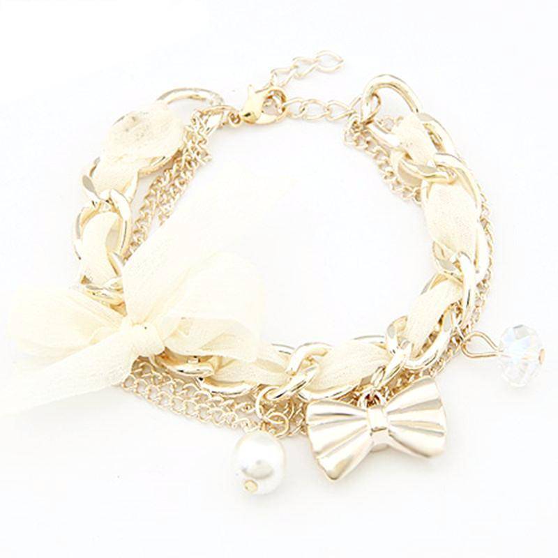 Bracelet white Simulated Pearl Charm Gold Color Bracelets Bangles
