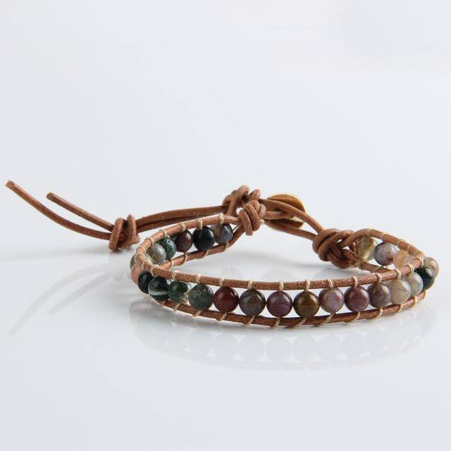 bracelet WPB072 Leather Bracelet Natural Stone Bead Bracelets