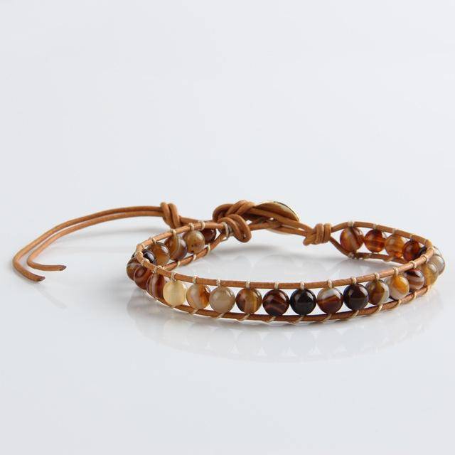 bracelet WPB074 Leather Bracelet Natural Stone Bead Bracelets