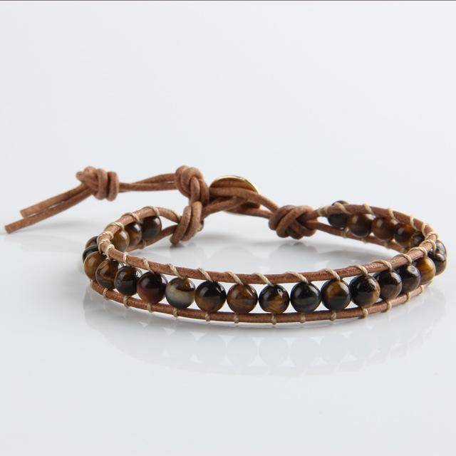 bracelet WPB075 Leather Bracelet Natural Stone Bead Bracelets