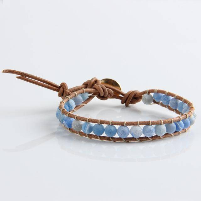 bracelet WPB076 Leather Bracelet Natural Stone Bead Bracelets