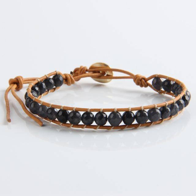 bracelet WPB079 Leather Bracelet Natural Stone Bead Bracelets
