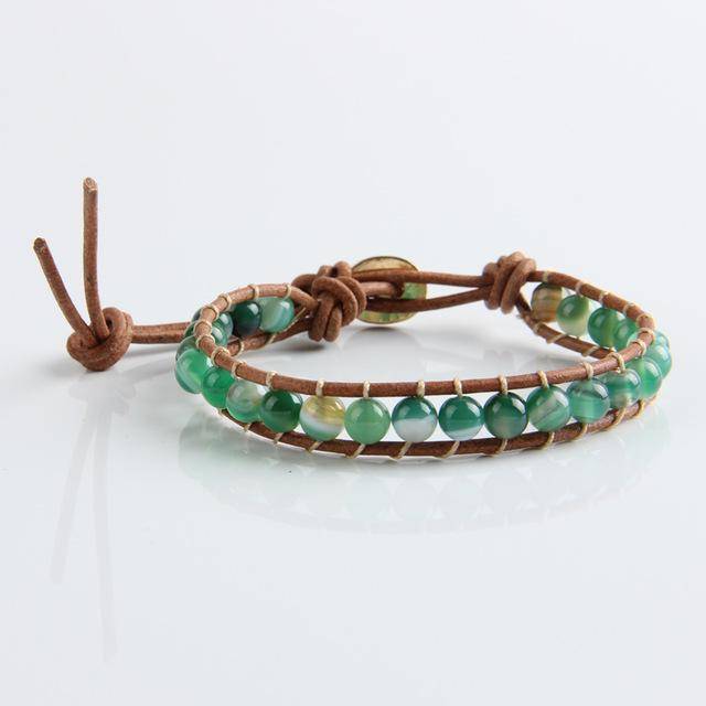 bracelet WPB083 Leather Bracelet Natural Stone Bead Bracelets