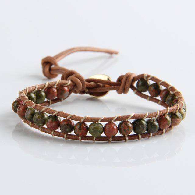 bracelet WPB084 Leather Bracelet Natural Stone Bead Bracelets