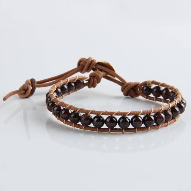 bracelet WPB087 Leather Bracelet Natural Stone Bead Bracelets