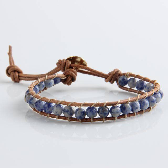bracelet WPB091 Leather Bracelet Natural Stone Bead Bracelets