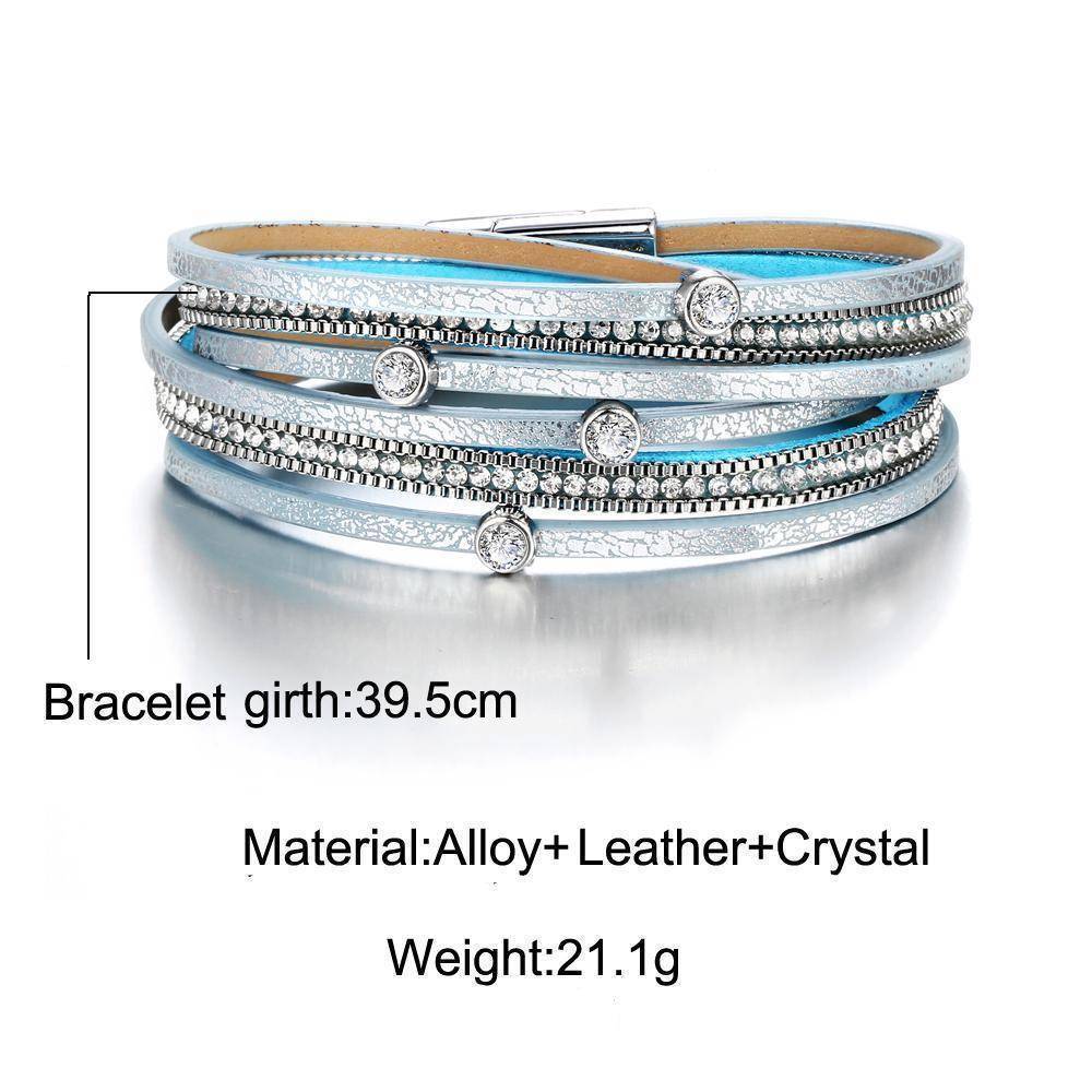 Bracelets BJDY720 Multiple Layers Charms Leather Bracelets&Bangles for Women Vintage Crystal Stone Leaf Feather Female Jewelry