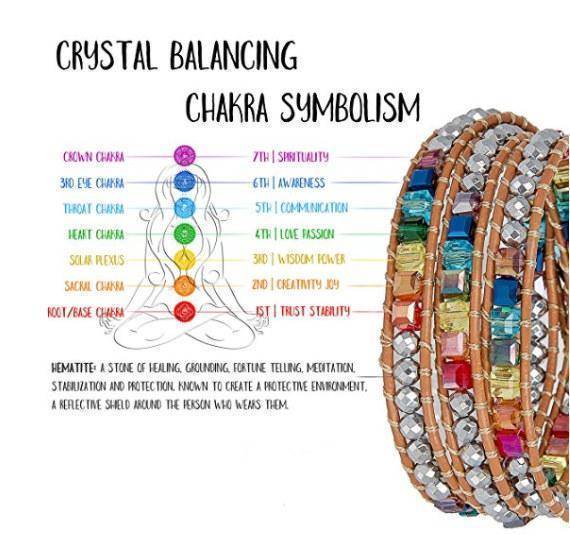 bracelets chakra 2 Natural Stone Handmade Chakra Leather Wrap Crystal Bracelet