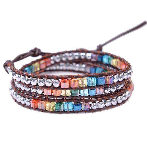 bracelets Natural Stone Handmade Chakra Leather Wrap Crystal Bracelet