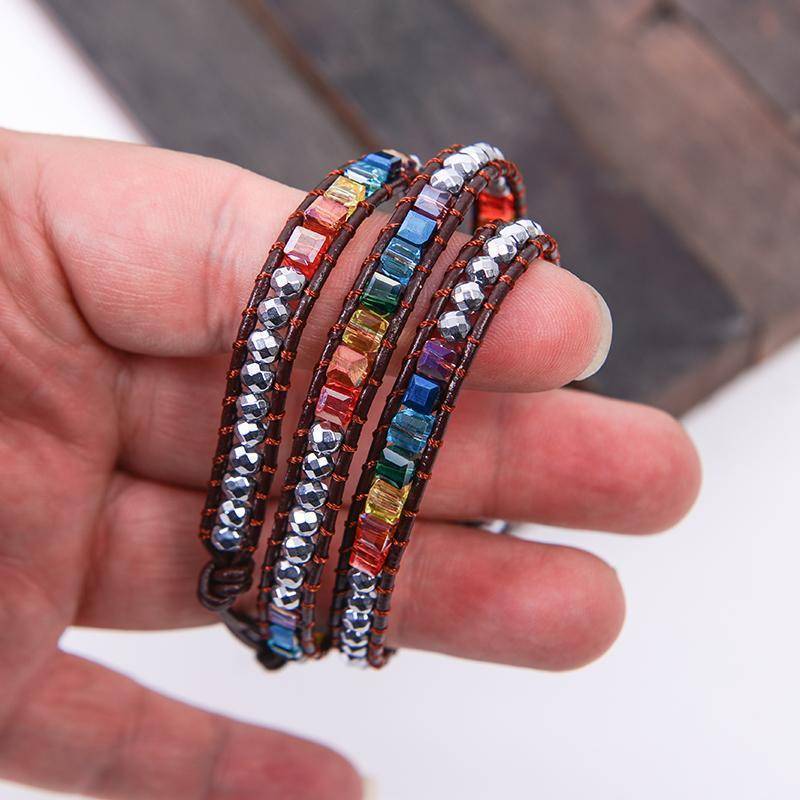 bracelets Natural Stone Handmade Chakra Leather Wrap Crystal Bracelet