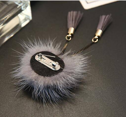 www. - 1PC Charm Fur Ball Brooch Chain Tassel Brooch Pins Gifts  For Women Korean Piercing