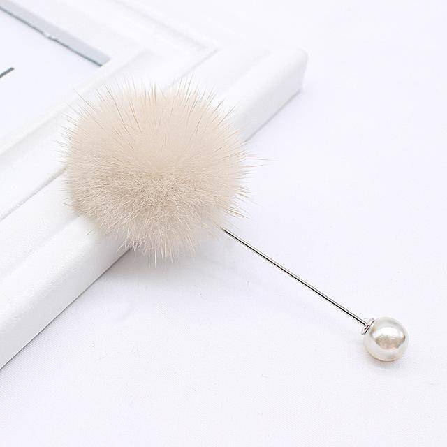 brooches & pins dark white new cute Charm Simulated Pearl Brooch Pins For Women Korean Fur pompom Ball Piercing Lapel Brooches Collar Jewelry Gift