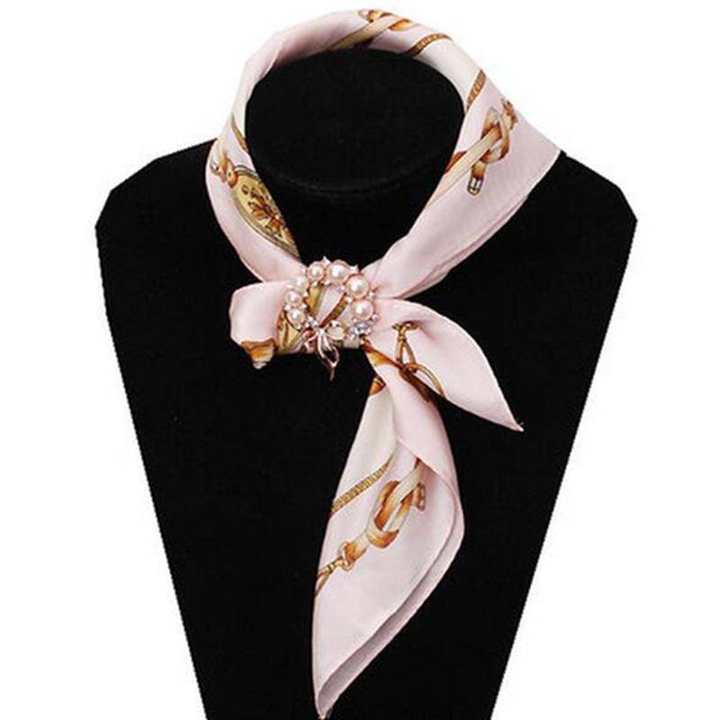 Trendy shirt ties clips for women Pearl scarf pins and clips scarf ring  scarf