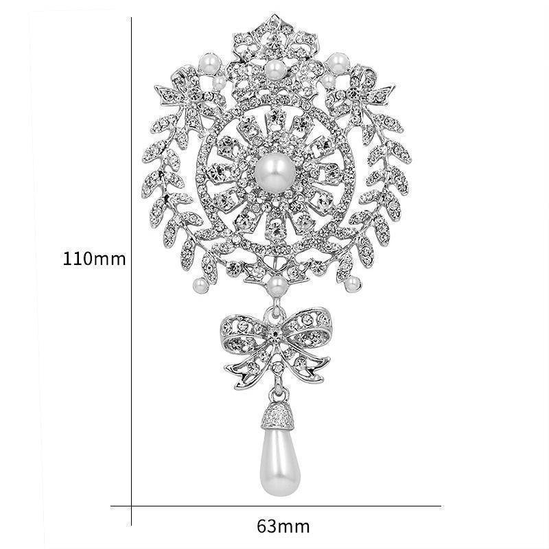 Brooches & pins Large Size Crystal Diamante and Imitation Pearl Drop Scroll Brooches