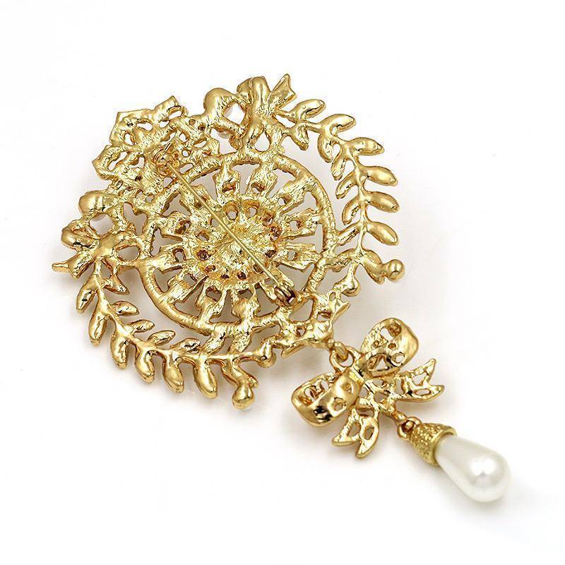 Brooches & pins Large Size Crystal Diamante and Imitation Pearl Drop Scroll Brooches
