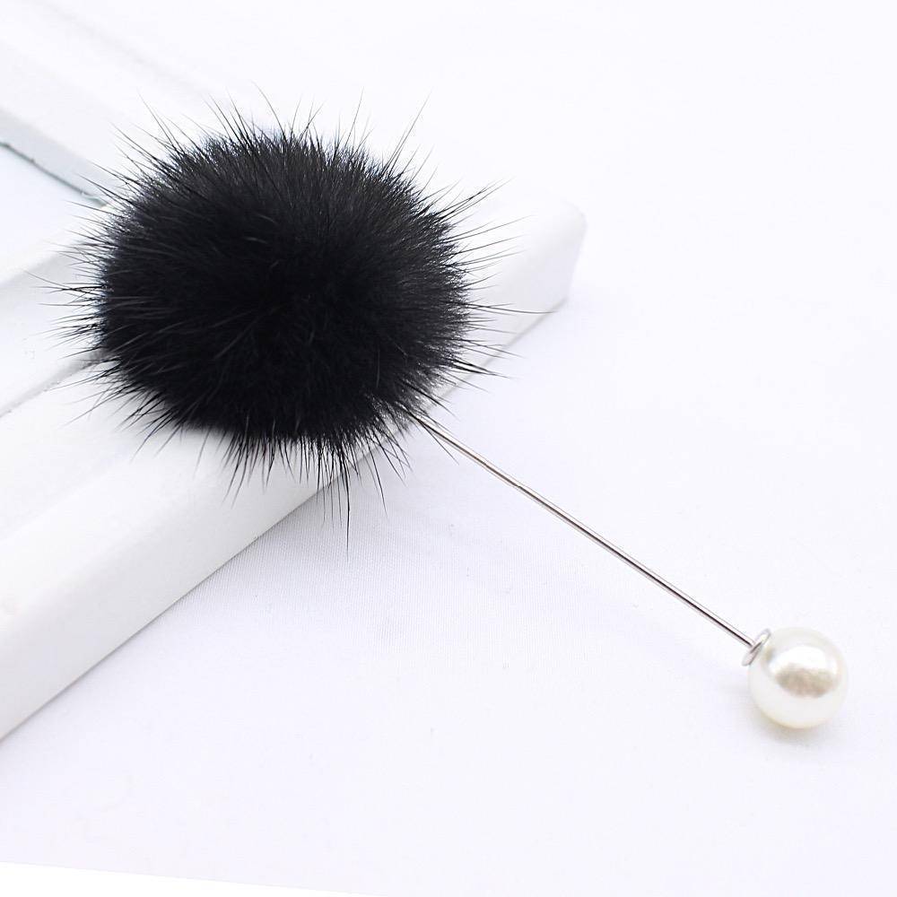 brooches & pins new cute Charm Simulated Pearl Brooch Pins For Women Korean Fur pompom Ball Piercing Lapel Brooches Collar Jewelry Gift