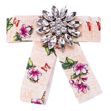 13 Designs, Crystal Brooch Pins Canvas Fabric Bows