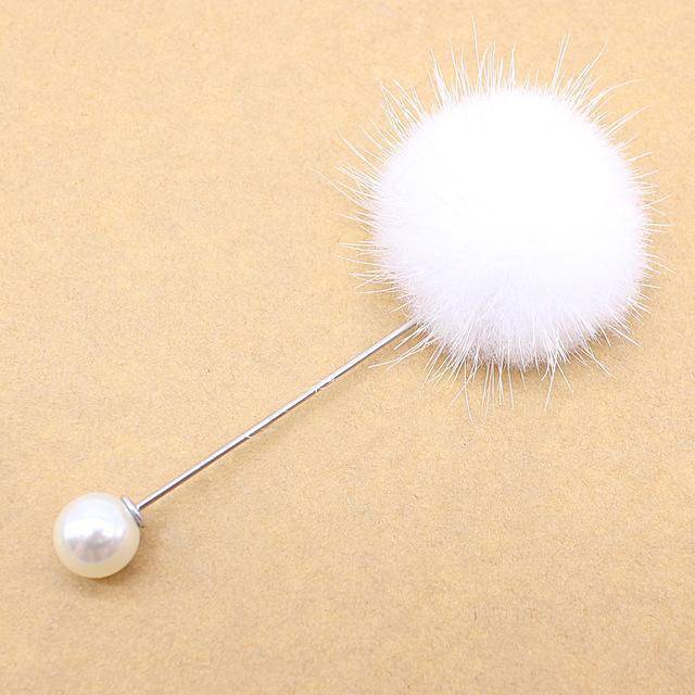 brooches & pins white new cute Charm Simulated Pearl Brooch Pins For Women Korean Fur pompom Ball Piercing Lapel Brooches Collar Jewelry Gift