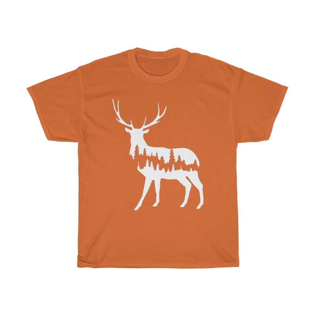T-Shirt Orange / S Deer Shadow shirt design, simple plain design animal prints, cute tee for men & women, unisex tee-shirts, plus size shirts