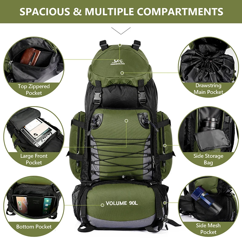 90L Travel Bag Camping Backpack Hiking Army Climbing Bags Mountaineeri –