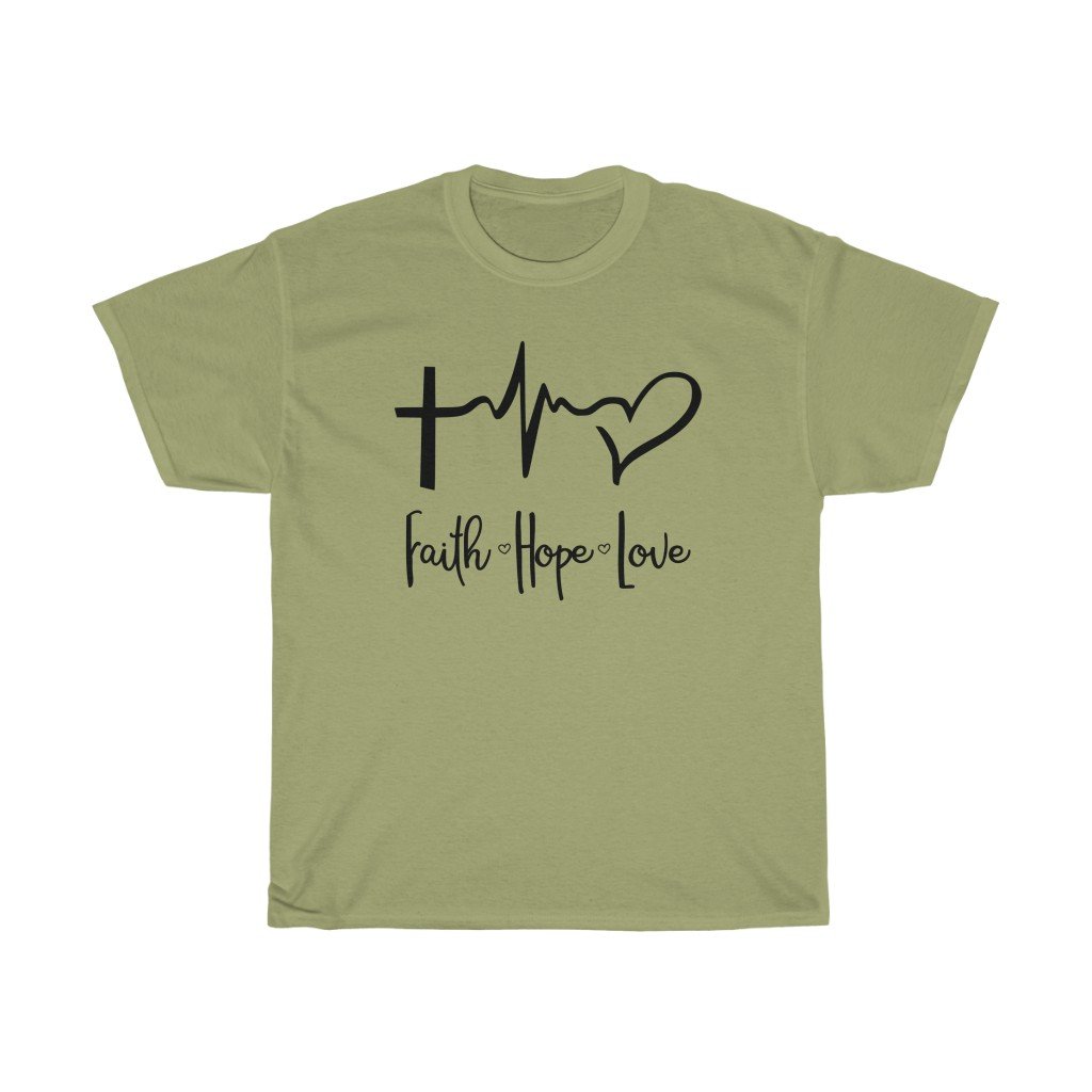 T-Shirt Kiwi / S Faith Love Hope women tshirt tops, short sleeve ladies cotton tee shirt , small - large plus size