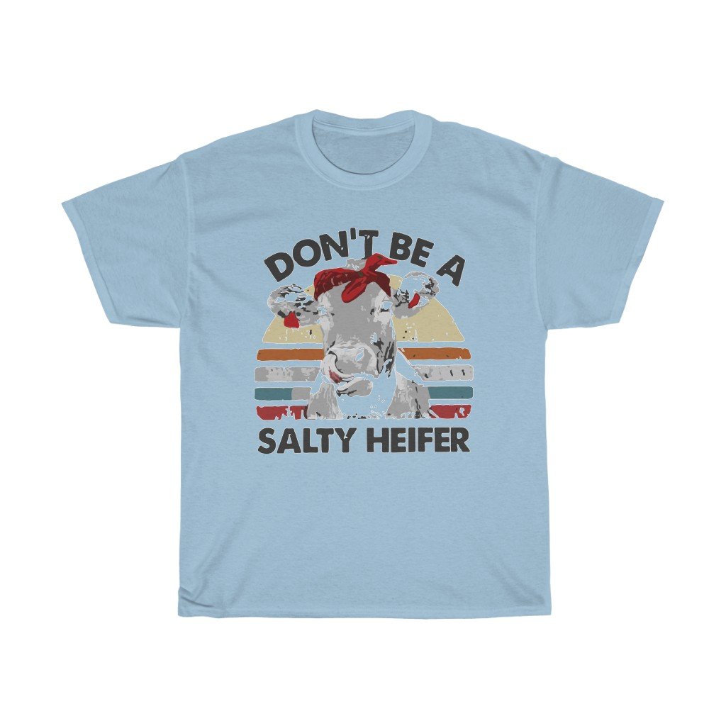 T-Shirt Light Blue / S Don't be a salty heifer shirt, cute cow head design tee, gift for him/her, Unisex Tshirts