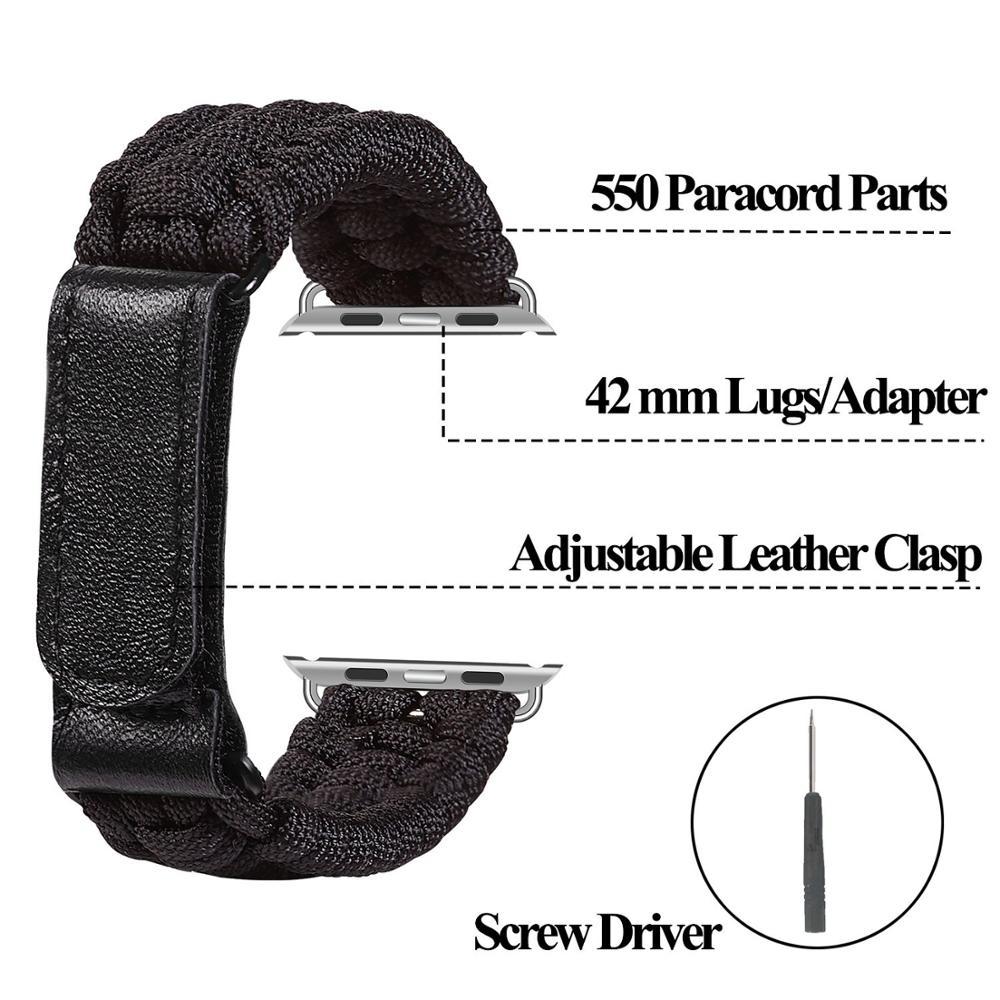 Watchbands case+Survival Rope strap For Apple watch band 44 mm 40mm iWatch 42mm 38mm Outdoors Leather clasp Bracelet Apple watch 5 4 3 2 1|Watchbands