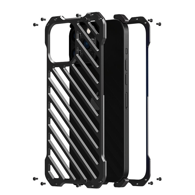 Hollow Out Super Cool Design Shockproof Armor Aluminum Alloy Metal for iPhone 13 12 Pro Max Mini Men Back Cover Protector Case|Phone Case & Covers|
