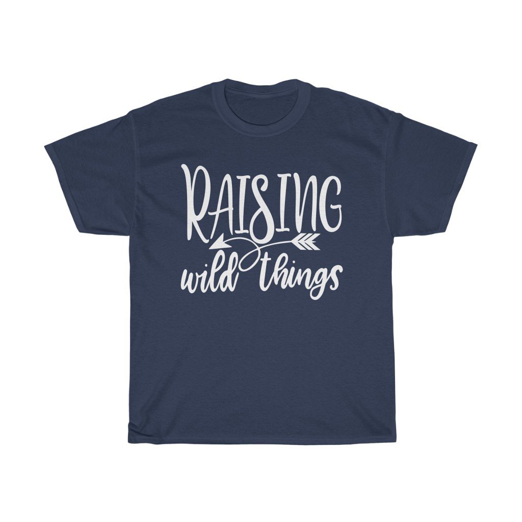 T-Shirt Navy / S Raising Wild Things shirt, cute mom Top tee, Gifts for mother, unisex tshirt