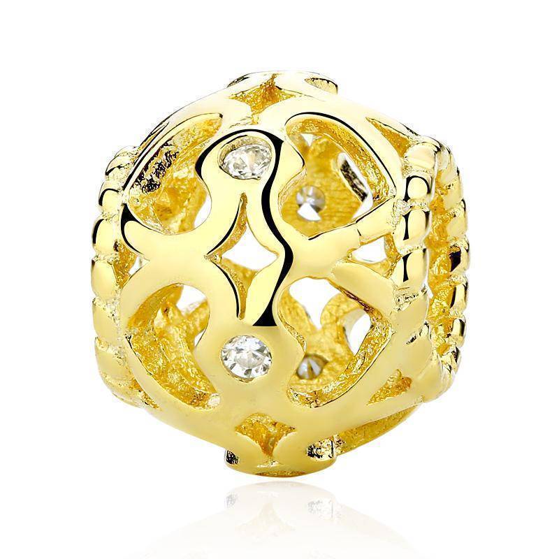 charm & Beads Two Tone, Gold plated, 925 Sterling Silver Charm beads