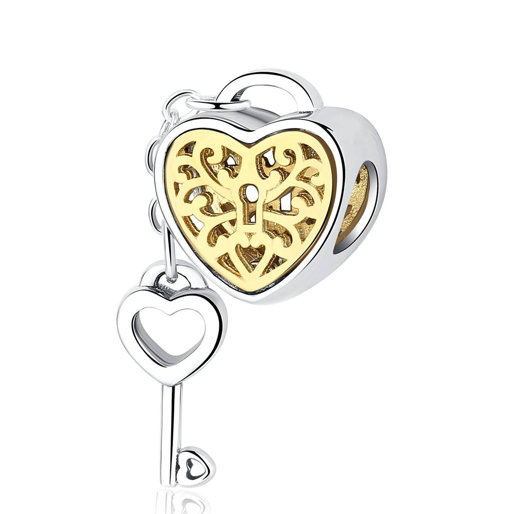 charm & Beads Two Tone, Gold plated, 925 Sterling Silver Charm beads