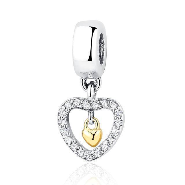 charm & Beads YW20047 Two Tone, Gold plated, 925 Sterling Silver Charm beads