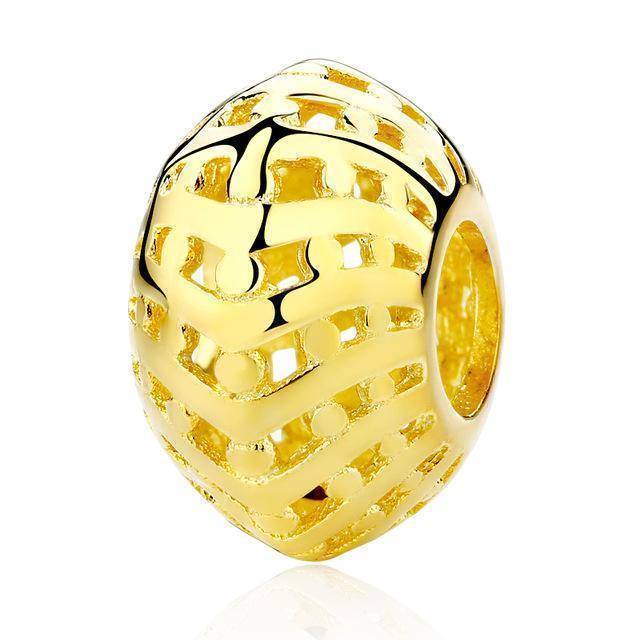 charm & Beads YW20506 Two Tone, Gold plated, 925 Sterling Silver Charm beads