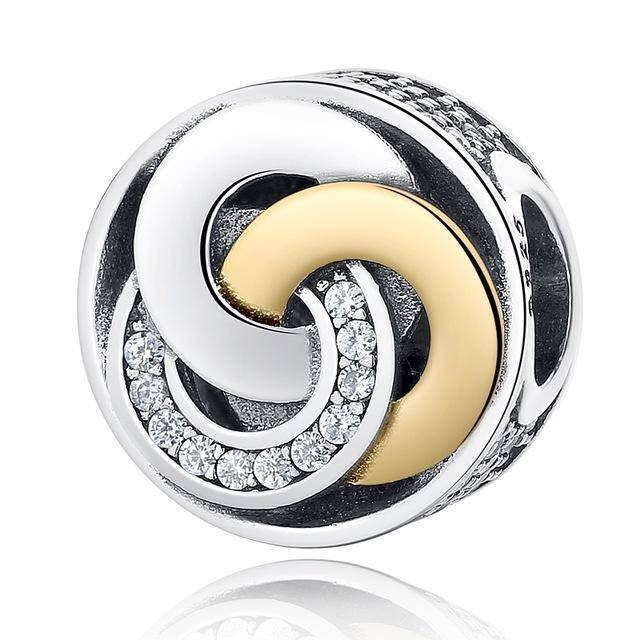 charm & Beads YW25743 Two Tone, Gold plated, 925 Sterling Silver Charm beads