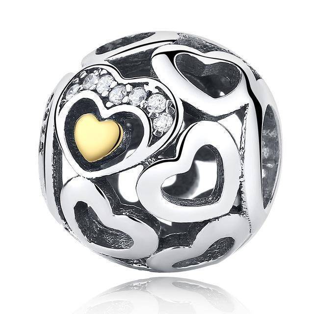 charm & Beads yw25749 Two Tone, Gold plated, 925 Sterling Silver Charm beads