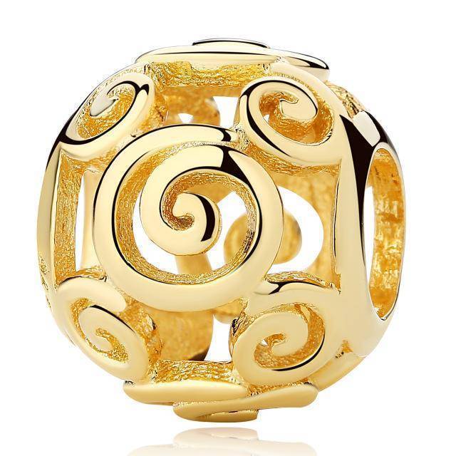 charm & Beads YW25795 Two Tone, Gold plated, 925 Sterling Silver Charm beads