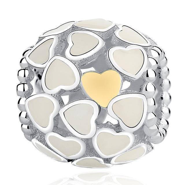 charm & Beads ywpd024 Two Tone, Gold plated, 925 Sterling Silver Charm beads
