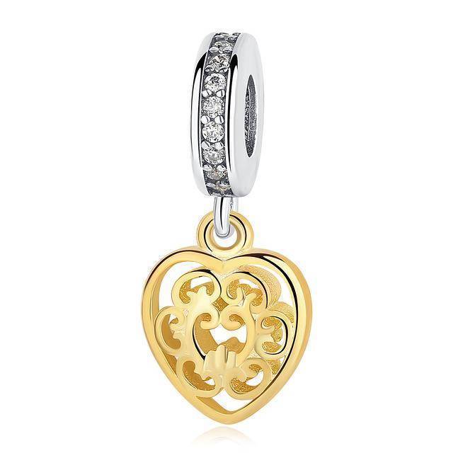 charm & Beads ywpd029 Two Tone, Gold plated, 925 Sterling Silver Charm beads