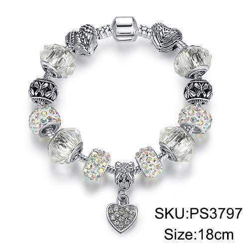 5 Styles, Silver Crystal Charm Bracelet